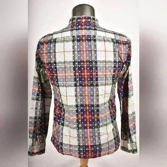 SOPHNET White Blue Red Polka Dot Tartan Cotton Button Down Shirt Med 38 Japan - Picture 3 of 9